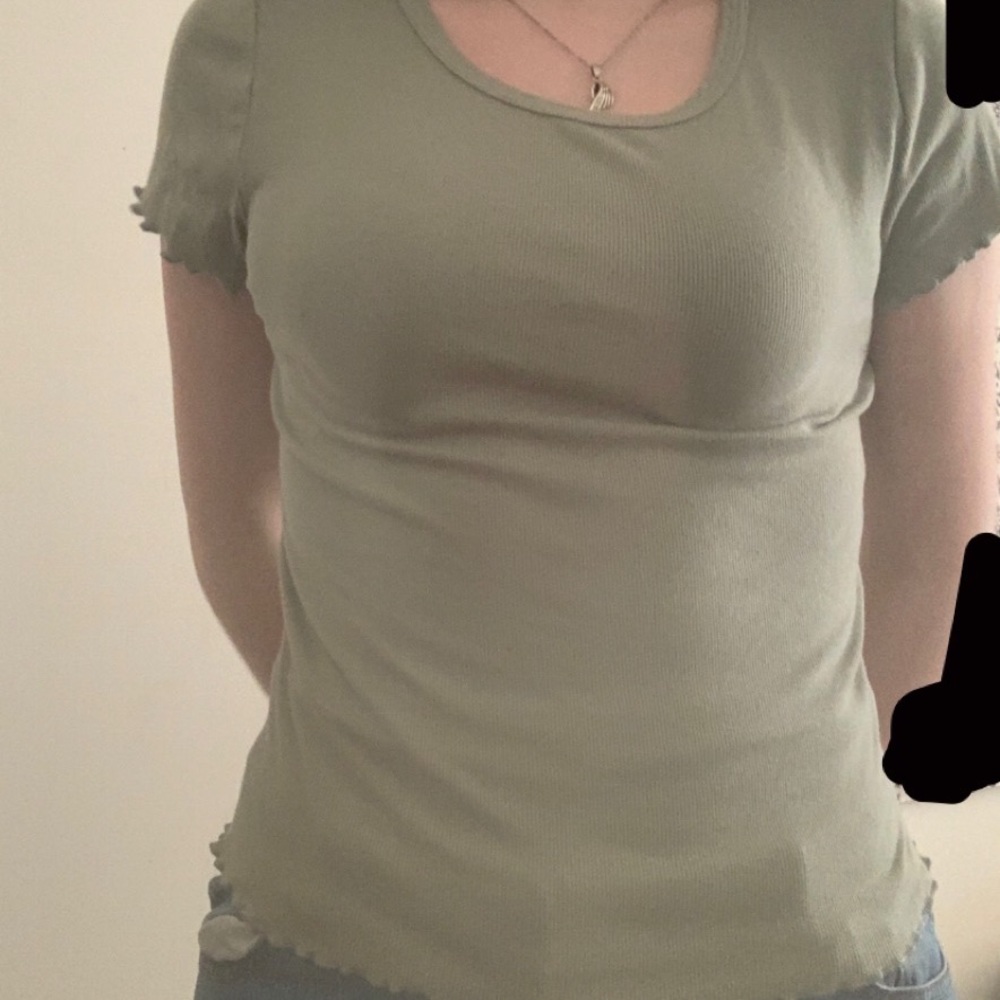 Greenish blue ruffle short sleeve top